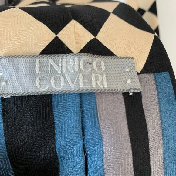 Enrico Coveri Vintage Silk‎ Tie Mod MCM Harlequin Men’s Jazz Piano New Orleans - Picture 7 of 8